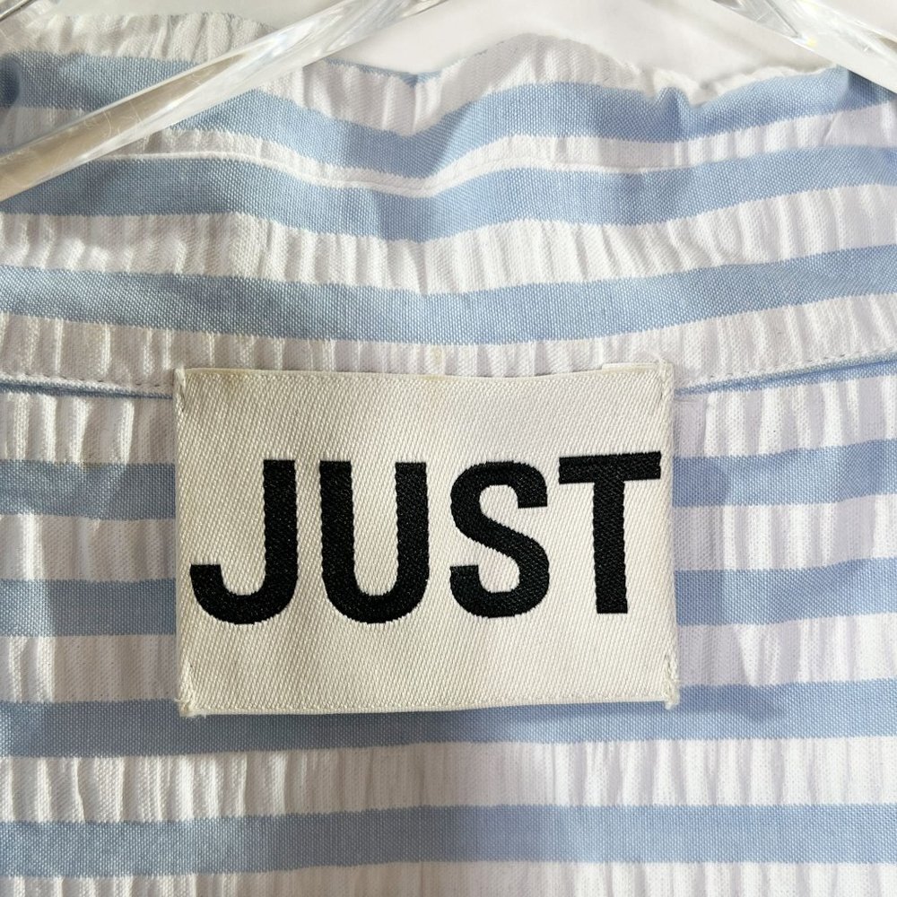 Just Female Seersucker Blue and White Striped Blouse - Picture 3 of 8